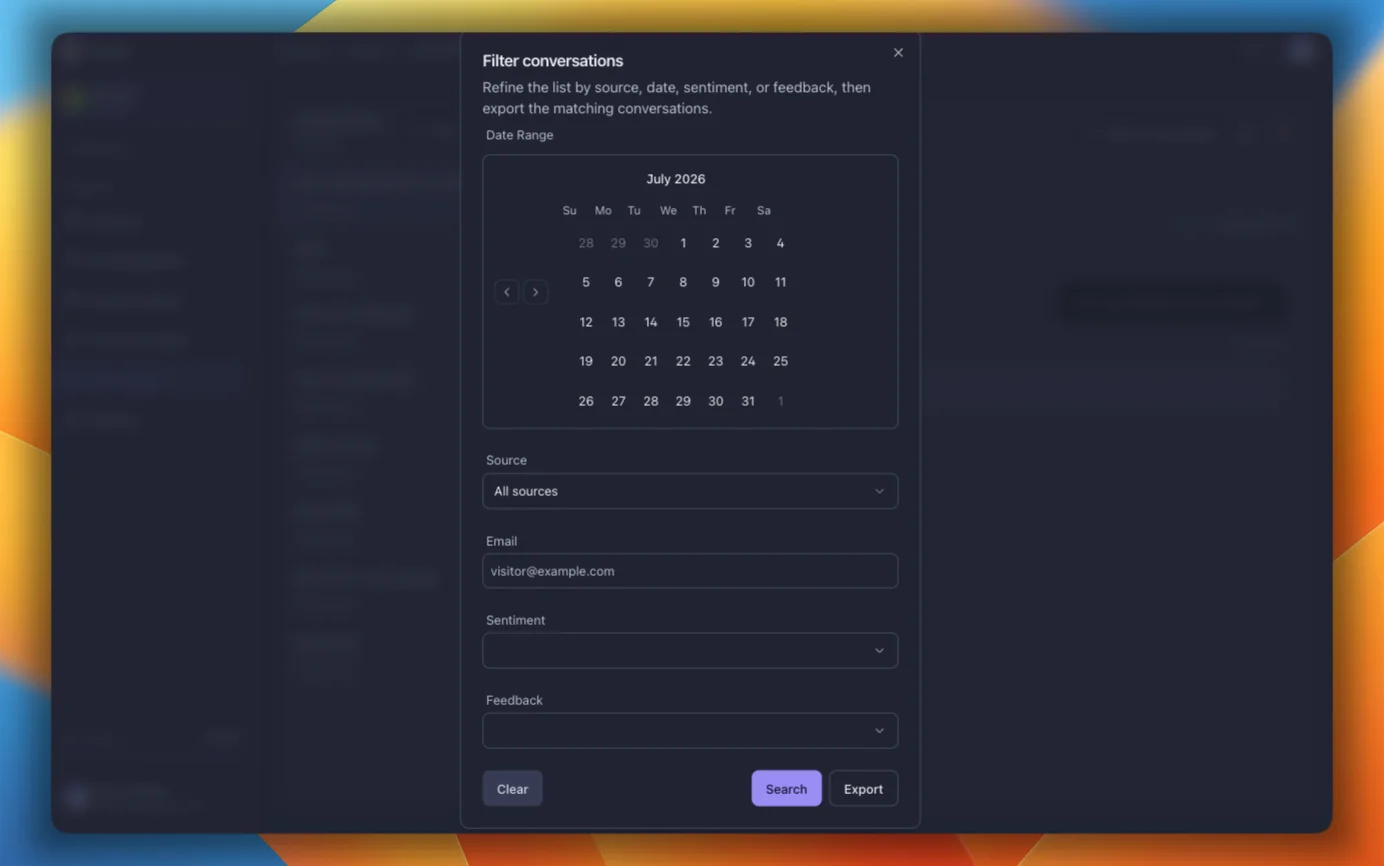 Chat history export